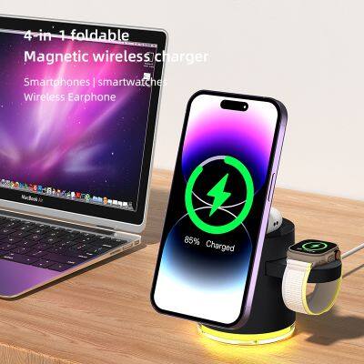 Phone Accessories Foldable 3 In 1 Desktop Multifunctional Wireless Magnetic Charger For Iwatch And Galaxy Watch photo-6