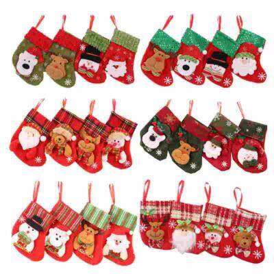 Luxury Christmas Decorations Tree Pendants Stocking Bag Stuffers Glitter Christmas Stocking Decoration for Christmas Tree