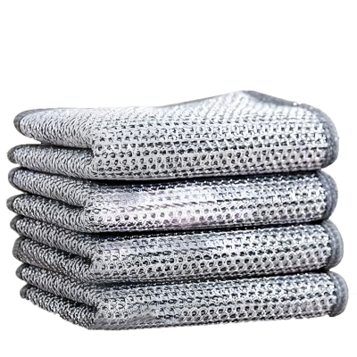 Silver Wire Rags Magic Kitchen Dish Pot Washing Dishcloth Cleaning Cloth Home Wires Rags