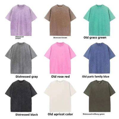 Wholesale Custom Print Girls Washed T Shirts Women Cotton T-Shirts Distressed Oversized O-Neck Tops Summer Casual Vintaqge Woman Clothes