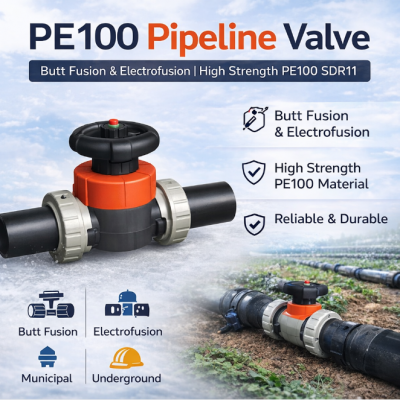 Диафрагмный клапан PE100 ecoFIT для стыкового и электронаплавления SDR11 для водопроводных трубопроводов