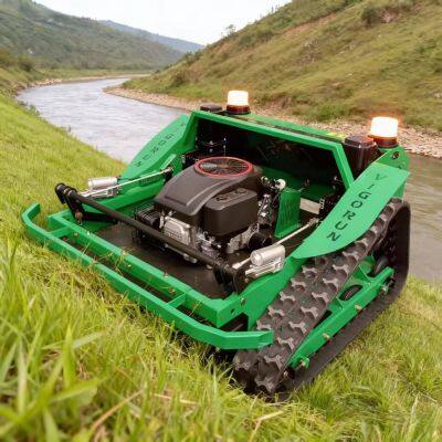 Motor de gasolina de un solo cilindro industrial aprobado por la EPA, cortacésped autopropulsado controlado por radio inalámbrico a distancia, ancho de corte