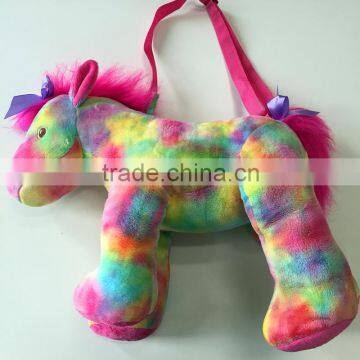 Custom Rainbow stuffed plush horse toy bag for kids