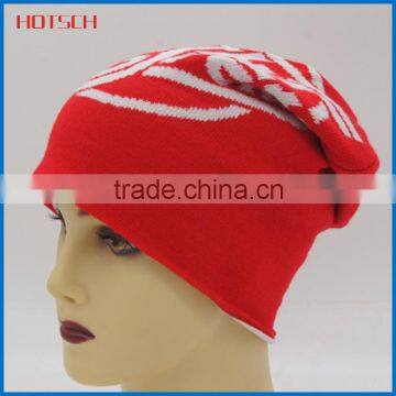 rolled-up Colorful Custom red plain winter hat for mens