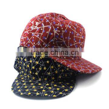 High Quality Star and Stripe Printed 6 Panels Adjustable Flat Snapback Caps