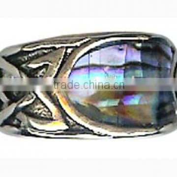 Green Paua Shell Ring CLADDAUGH RING HandMade Filigree Ring