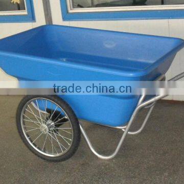 double wheels garden cart, plastic tray