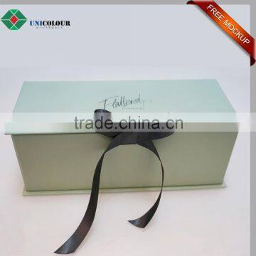 custom folding shoe box with black ribbon for Baby shoes
