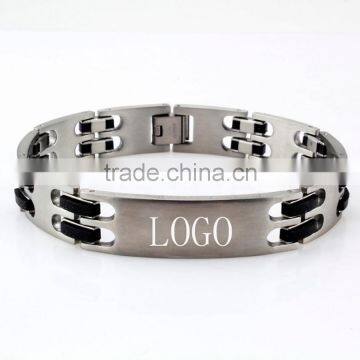 Bio Magnetic Bracelet, Stainless and Silicone Energy Bracelet, Stainless Steel Bracelet Jewelry Customized Logo HY-S413