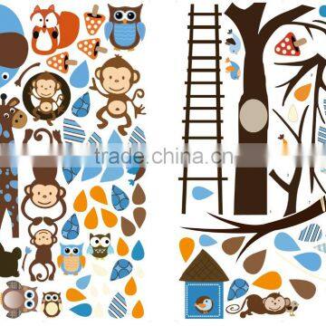 2016 Large Size Kids Cartoon Monkey Giraffe Owl Bird Wall Stickers photo-5