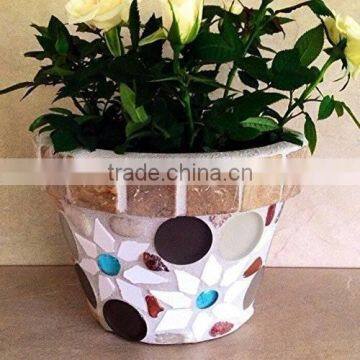 Handmade garden art Mosaic planter Tile flower pot