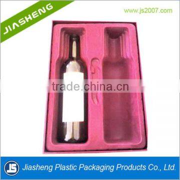 wholesale luxury flocking PS blister packaging inner velet tray for top grade wine bottle