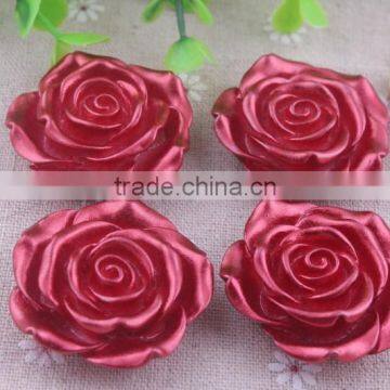 2014 Newest Christmas resin red flower beads in bulk!Loose resin rose flower beads for kids necklace jewelry!