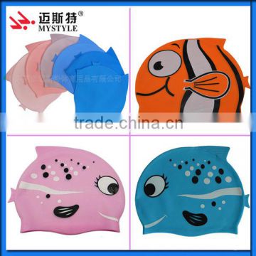 2015 hot slae Silicone children cartoon swim caps factory