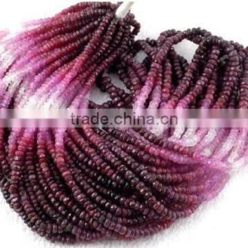 1 Strand Natural Rare Shaded Ruby Gemstone Faceted Rondelle Beads 3-3.5mm bead 15.5" Long,Beautiful Necklace Making Bead