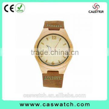 Hot-selling casual Arabic face wood watch, custom made wooden men's women's watch, concise delicate genuine leather strap