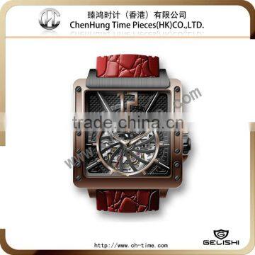 Geneva gold plated mens sport genuine leather wrist watches from china