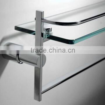 bathroom single glass shelf with towel bar