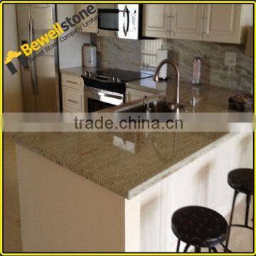 Fabricated L shape 98" kitchen room raw silk granite countertops