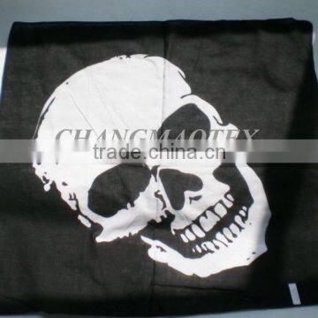 cotton printed black square skull bandana