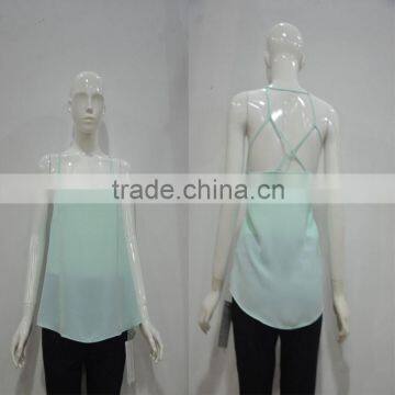 Alibaba Hot Sale New Fashion Sleeveless Fashion Chiffon Blouses