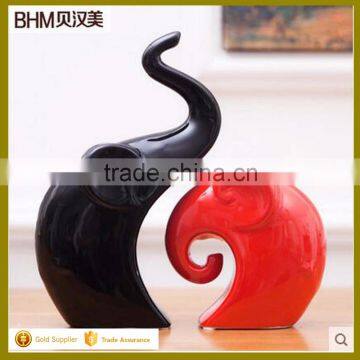 2016 New design ceramic animals design home decor, red and white elephant home decor