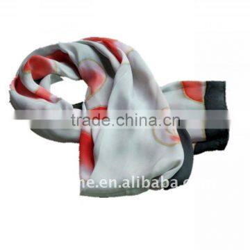 Graceful Silk Satin Pashmina Shawl Scarf Orange/White