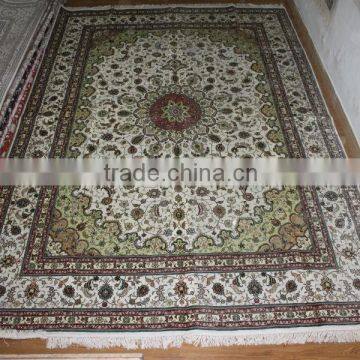 kashmir handmade silk carpet hand knotted pure silk carpet