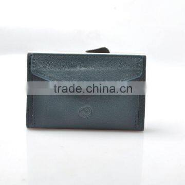 New RFID blocking leather men's rfid wallet aluminum green