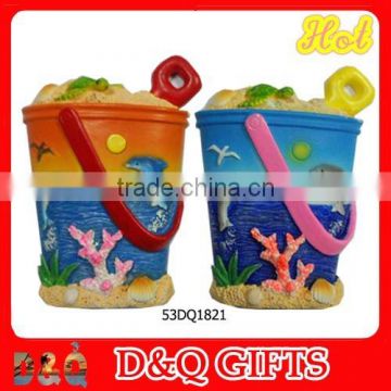 Souvenir gifts polyresin sand bucket magnet