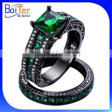 AAA Cubic Zirconia Black Plated Brass/925 Silver Finger Ring for Christmas