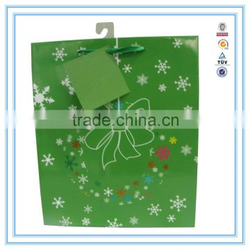 Custom printed Green christmas Paper Bag Printing with Best Price and Christmas paper bag Made in China