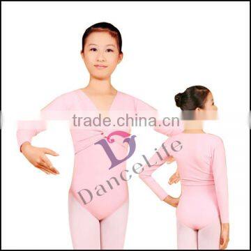 C2418 Wholesale Long Sleeve child wrap ballet dance crop top, crop tos wholesale