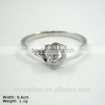 [RZD-0011] 925 Sterling Silver Ring with Single Stone Wedding Ring