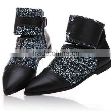 genuine leather women fashion flat boots cheap work shoes