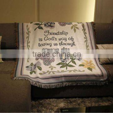 New Custom pattern 100%cotton jacquard woven sofa throws blanket, decorative throw