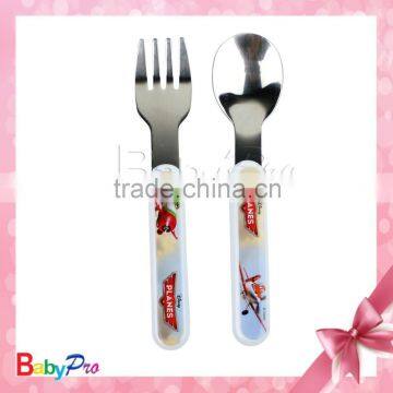 China manufaturer high quality baby item hot sell on market different pattern baby spoon and fork stainless steel spoon and fork