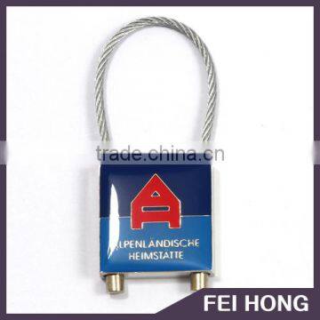 Low MOQ colorful epoxy square shape cable lock keychain