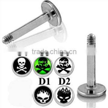 Skull Logo Lip Ring 316L Stainless Steel Labret Ring