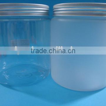 500ml PET forsted cosmetic jar with aluminium cap,