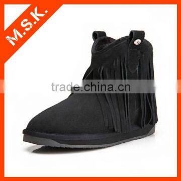 Hot winter black tassel rubber boot