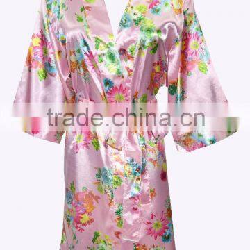 Long Floral Satin Kimono Women Bath Bridesmaid Robes