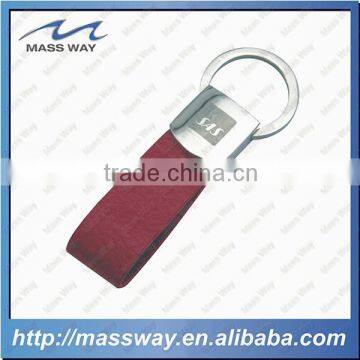 Customized Brass Silver Laser Engraved Metal Brown Leather Key Chain