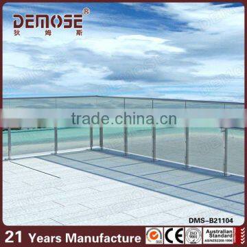 shopping mall glass balustrade glass railing with stainless steel handrail
