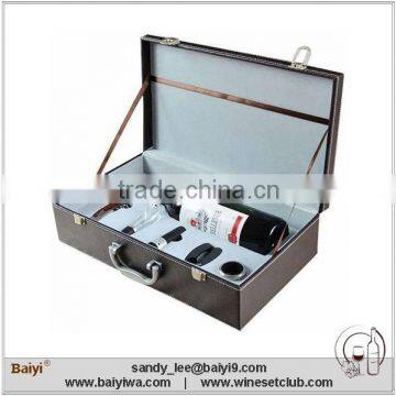 Custom Luxury Leather Wine Carrier Set