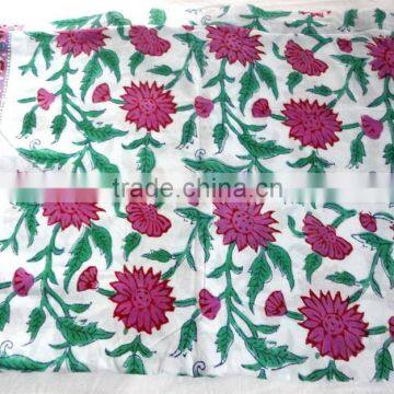 RTHCFC - 9 Pink Floral 100% Natural block printed cotton fabric Indian Traditional Designs manufacturer wholesaler