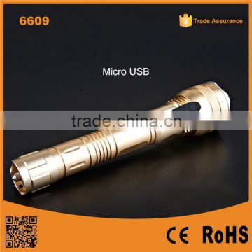 Golden Aluminium police rechargeable flashlight