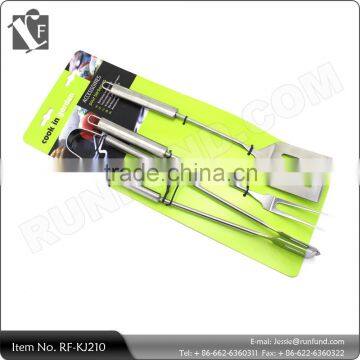 3-Piece Outdoor cooking BBQ Set with Back Card Packing