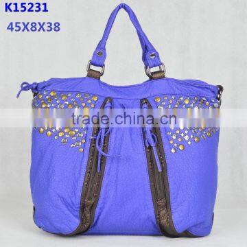 Angelkiss bag 2015 tote handbag with two big front pocket and shiny rivet