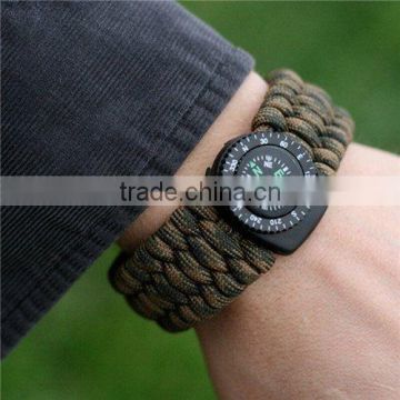 custom logo hot selling compass paracord survival bracelet with buckle